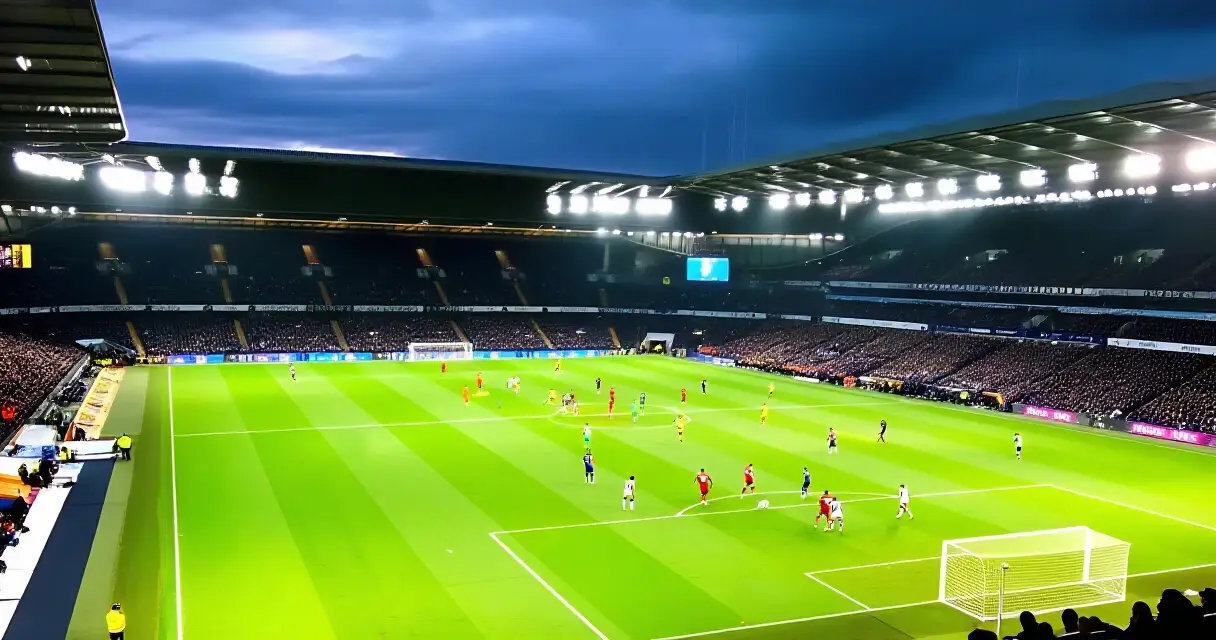Valioliigan stadion täynnä katsojia illan ottelussa