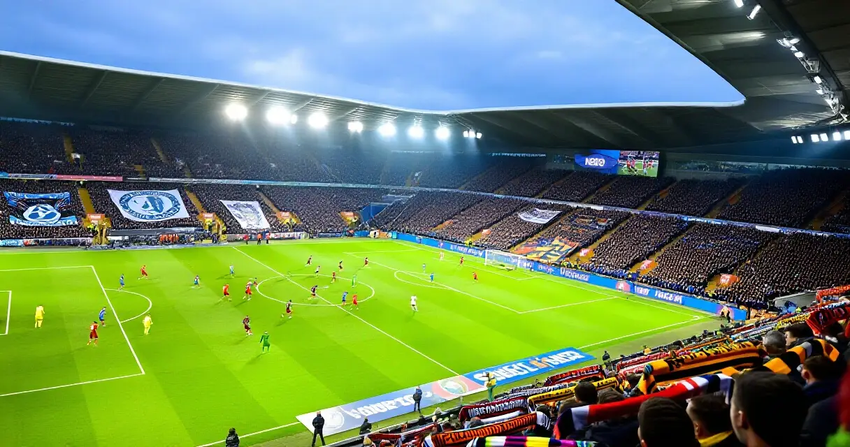 Valioliigan ottelu modernissa stadionissa &ndash; joukkueet taistelevat pallosta kent&auml;ll&auml;