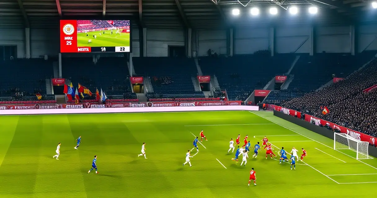 Jalkapalloottelu stadionilla, pelaajat maalipaikassa – xG maaliodottama jalkapallossa